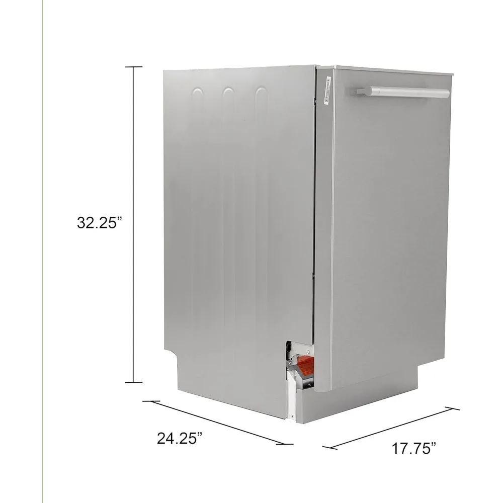DWT18V3S Dishwasher 18-Inch Built in with 3 Wash Options and 6 Automatic Cycles, Stainless Steel Construction