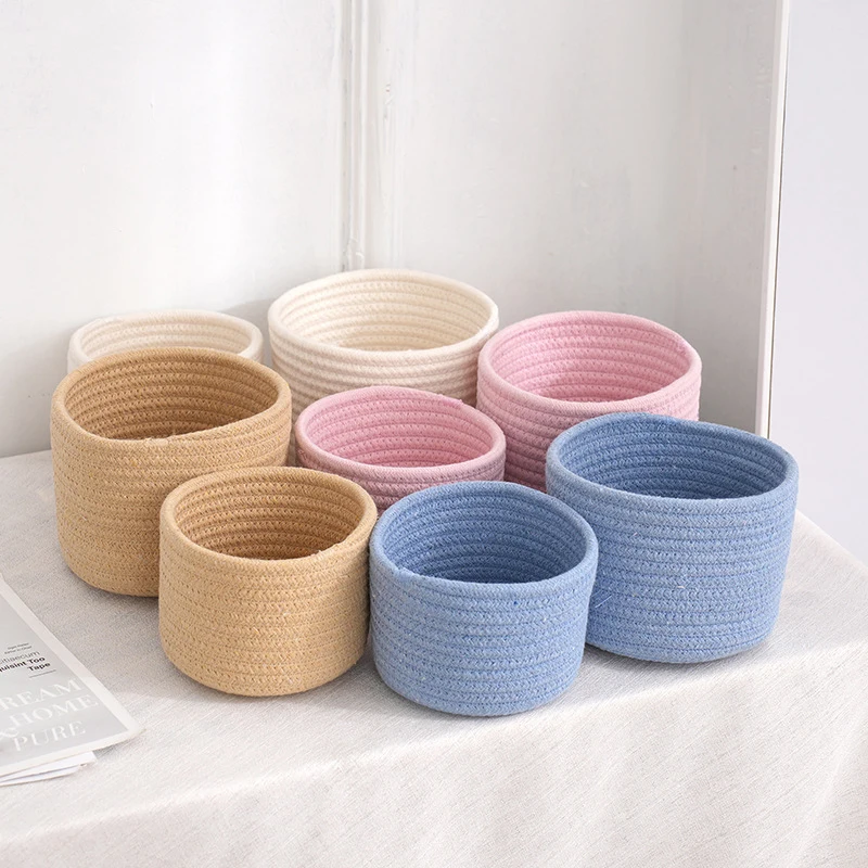 Nordic Woven Cotton Rope Storage Baskets – Stylish Organizer for Toys, Keys, and Snacks