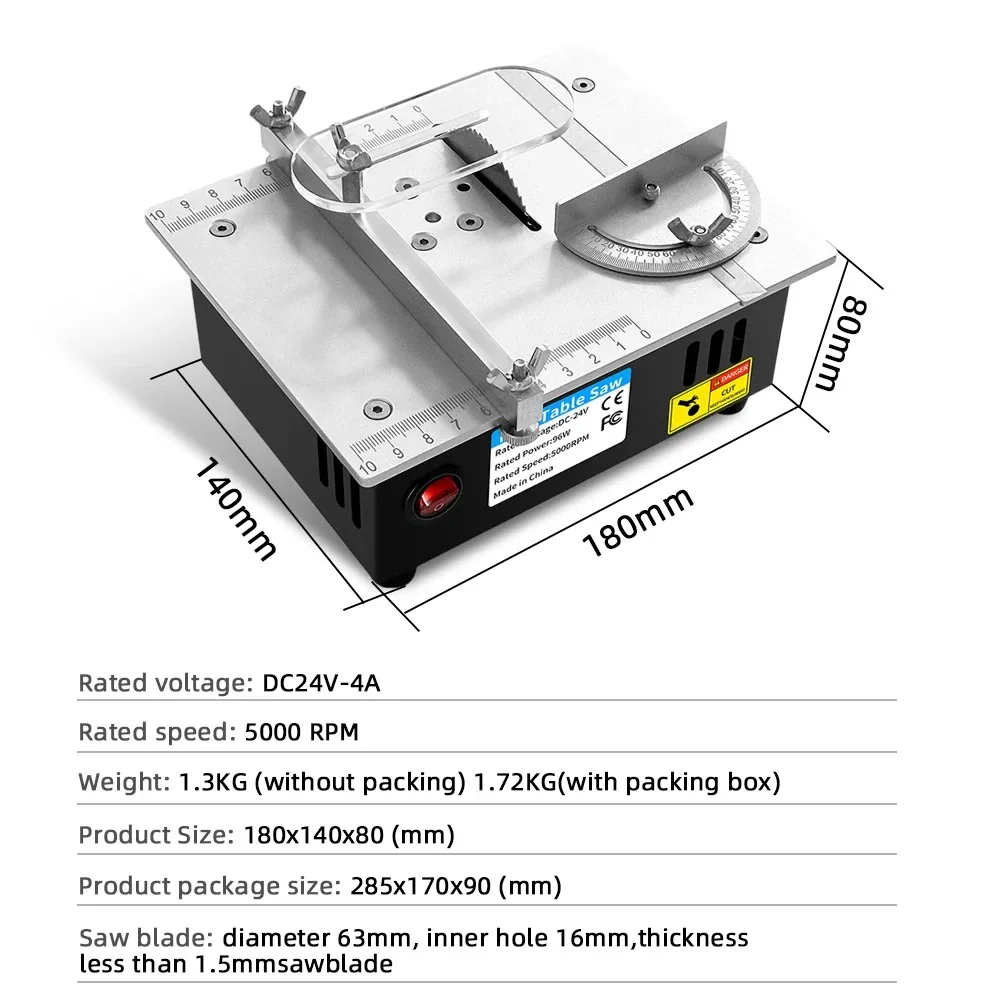 Adjustable Mini Multifunctional Table Saw Electric Desktop Household DIY Cutting Tool Woodworking Bench Lathe Cutter Machine 96W table saw