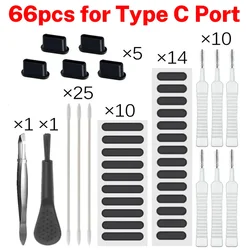 Comprehensive 66 - Piece Phone Cleaning Kit with Dust Plugs and Cleaning Tools (66PCS for TypeC Port)