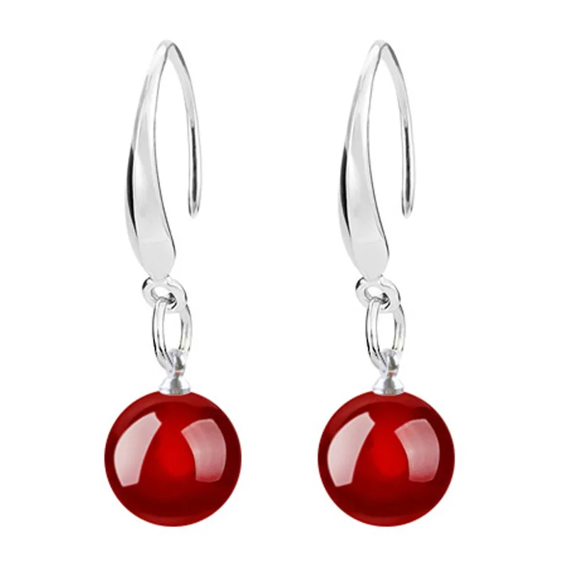 

Серьги-подвески женские с натуральным красным и черным камнем, 2Z60