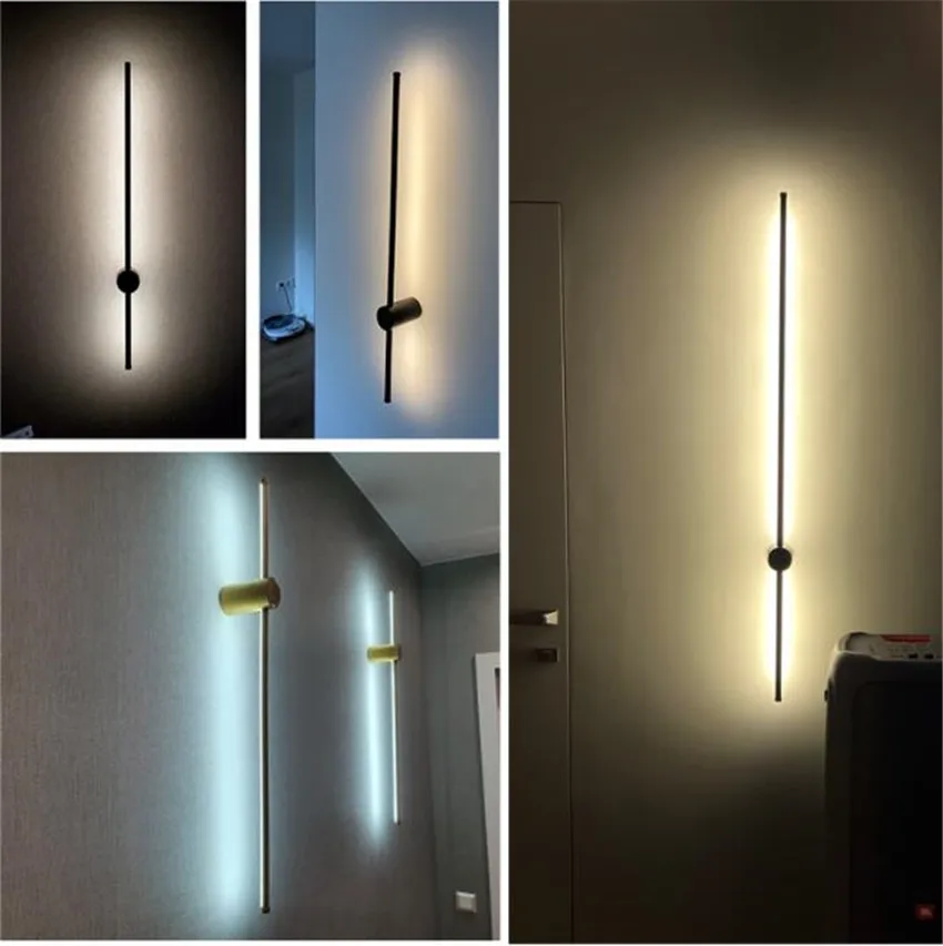 모던 미니멀리스트 LED 회전 벽 램프, 실내 긴 벽 램프, 거실 침실 배경 벽 램프
