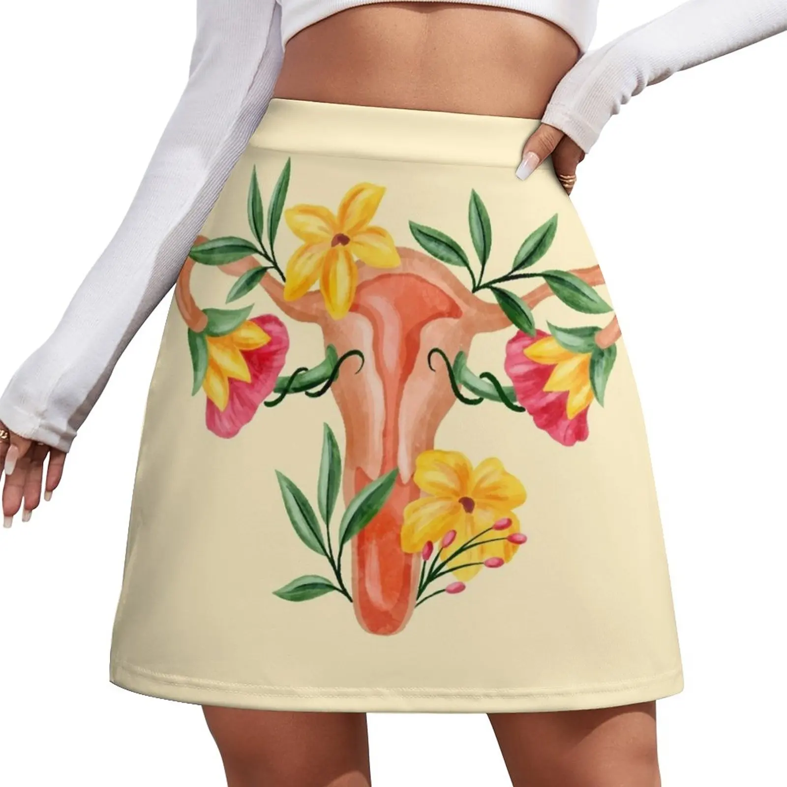 Floral Uterus and Ovaries Woman Reproductive System Mini Skirt kpop festival outfit women Women's skirt