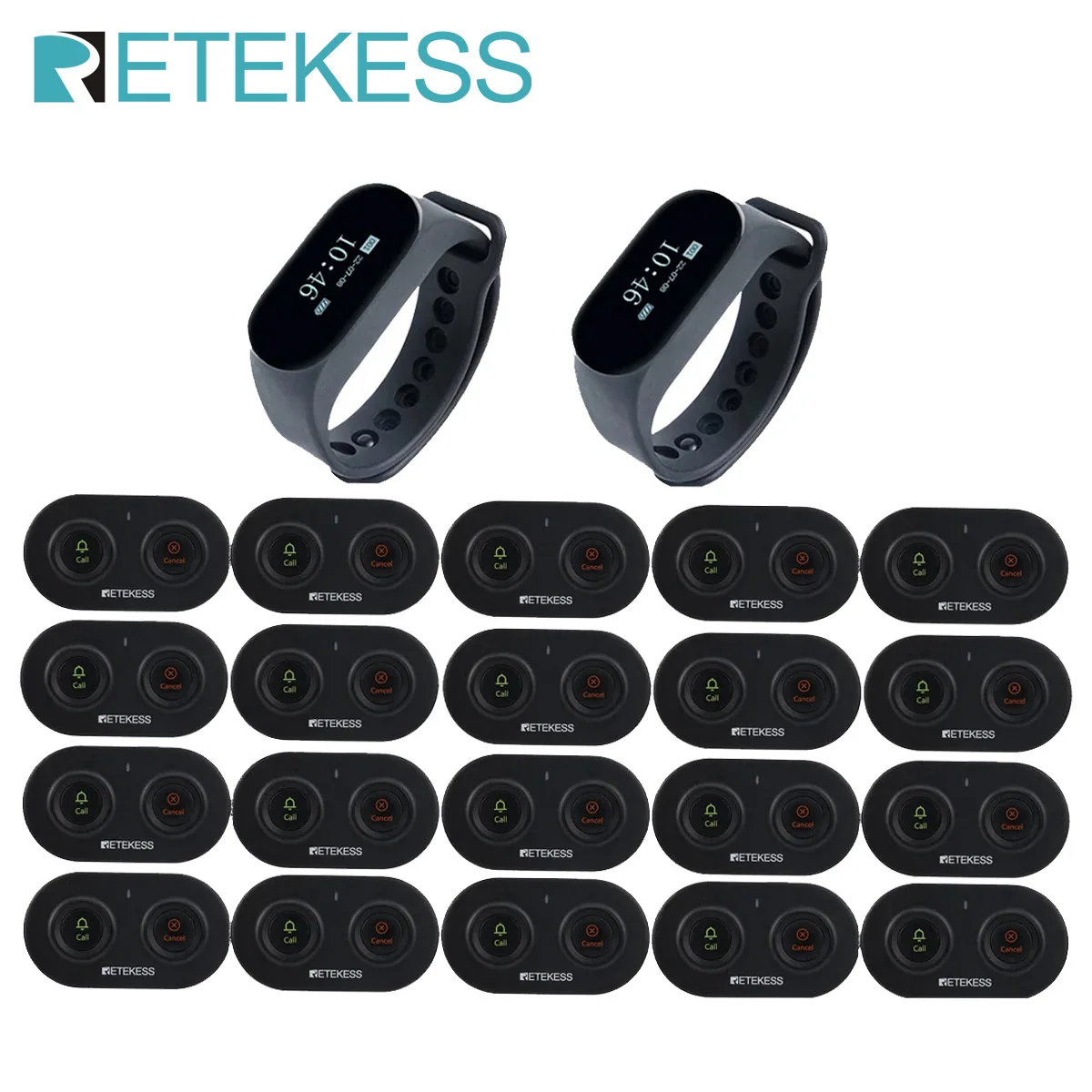 

Кальян Retekess, беспроводная система вызова официанта, пейджер для ресторана 2 TD112, водонепроницаемые часы, 20 кнопок вызова TD036 для кафе, бара