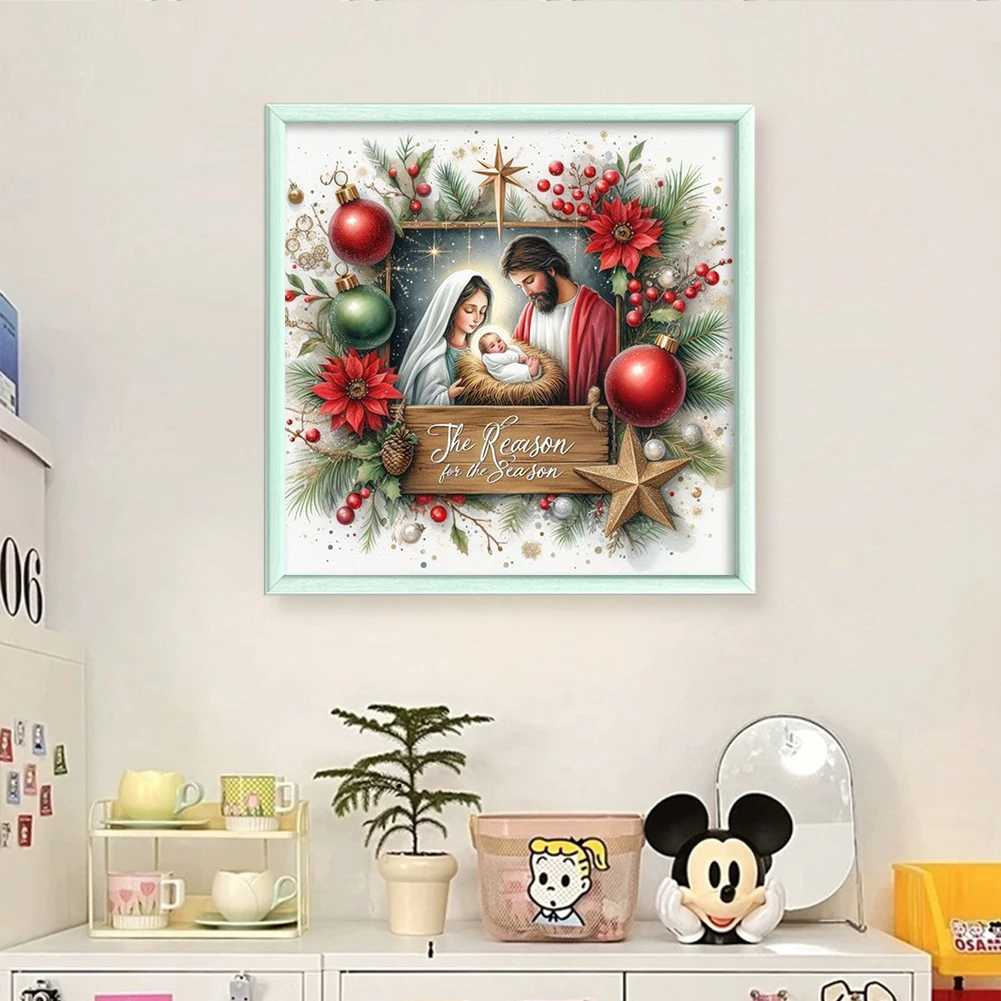 Full Embroidery cotton Thread 14CT Printed Nativity Cross Stitch Kit Artwork