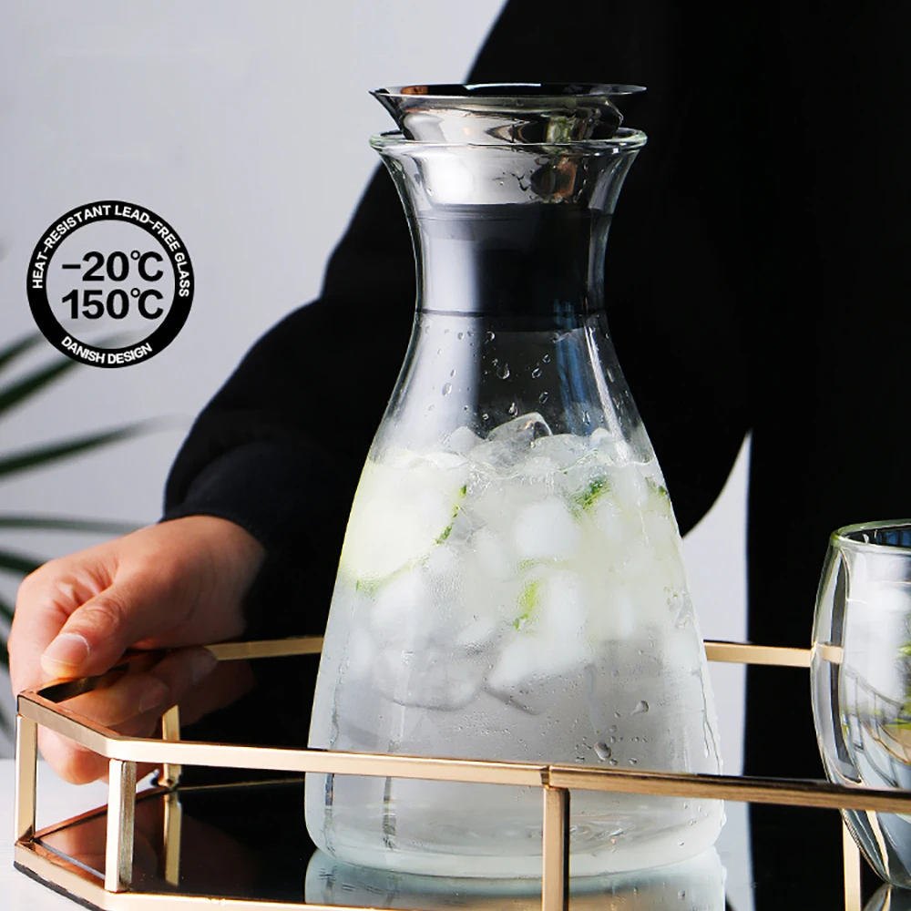 

Brief Style Heat Resistant Glass Cold Kettle Restaurant Household Water Bottle Juice Lemonade Tea Milk Kettle Kitchen Drinkware