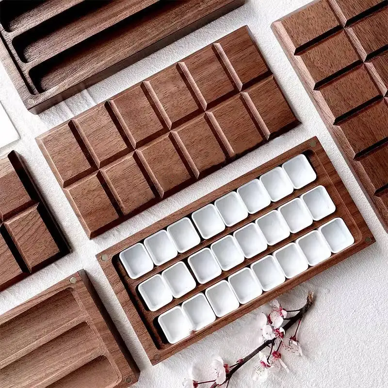 Caja De Pintura Portátil De Madera Nogal Negro Para Acuarelas Y Óleos – Ideal Para Artistas Y Estudiantes, Diseño Organizado