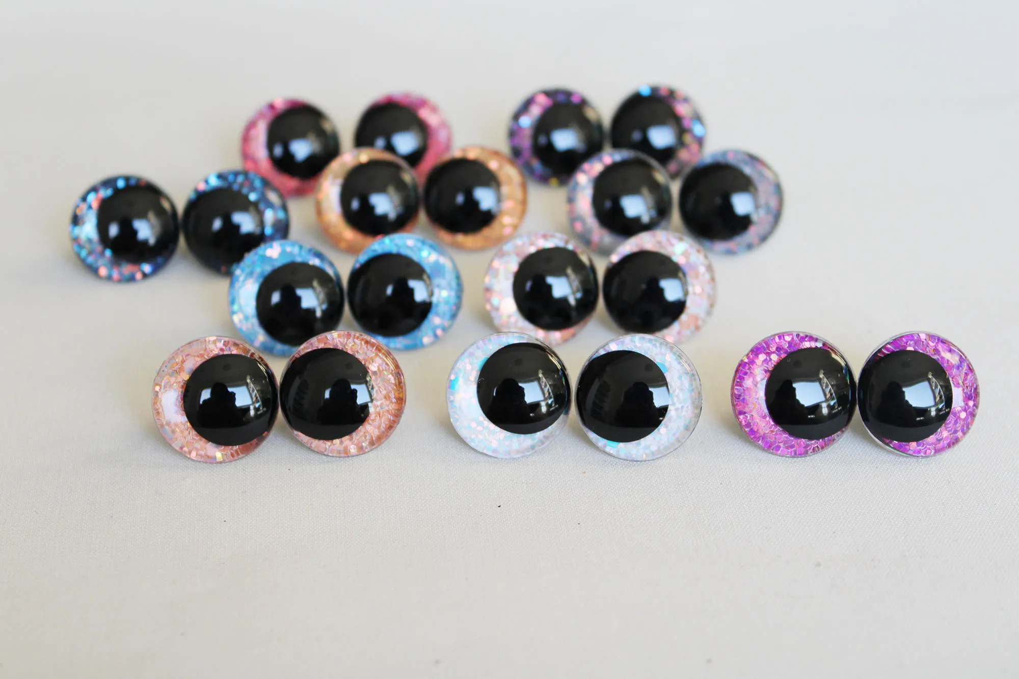 20pcs new 23mm 28mm Round Cartoon glitter toy safety eyes pupil eyes with handpress washer color