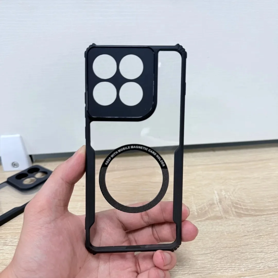 Enhanced Shockproof Transparent Magnetic Bracket Case - Acrylic TPU Back Cover