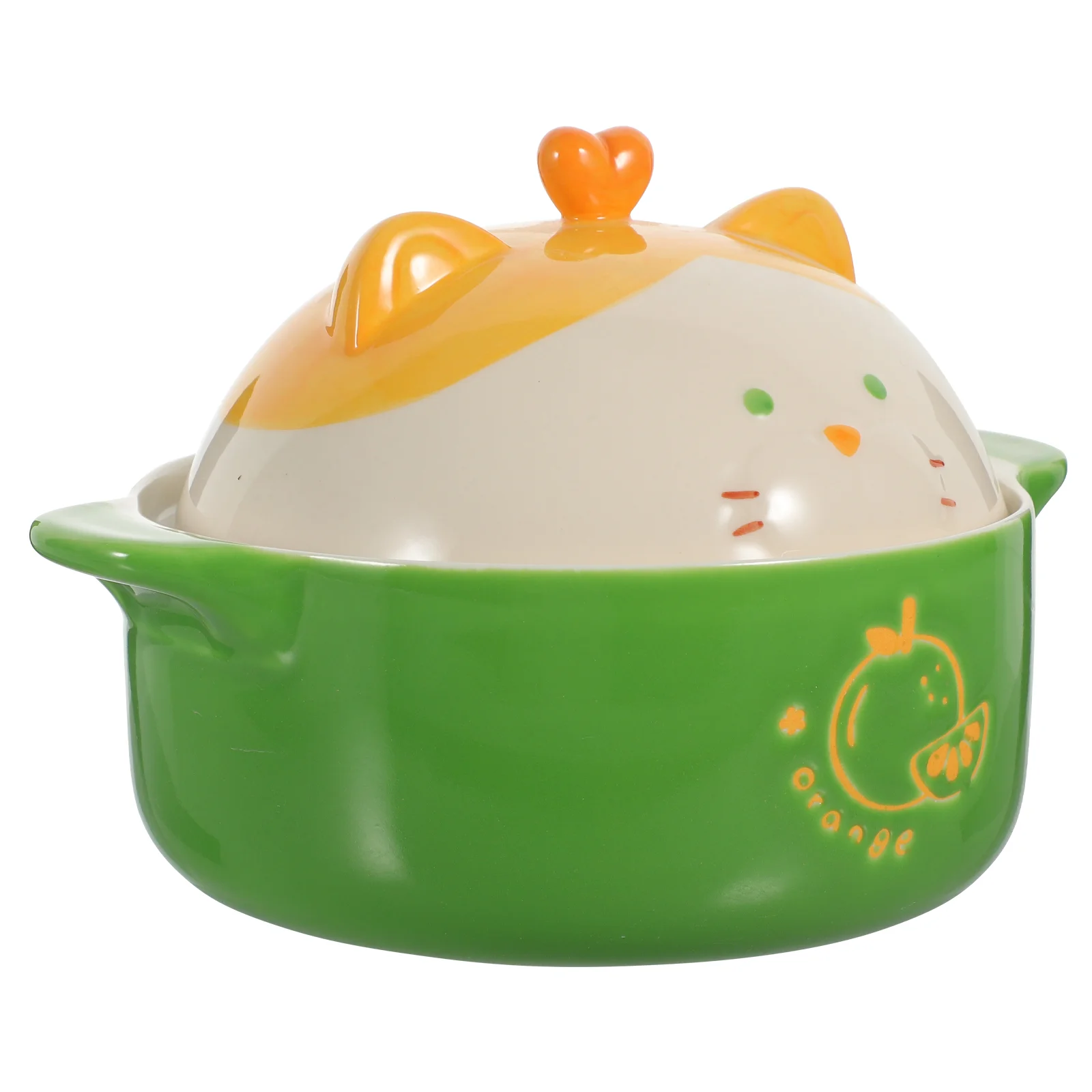 

Ceramic Bowl with Lid Noodles Soup Bowls Handles Cat Ramen Instant Japanese Cute Lids