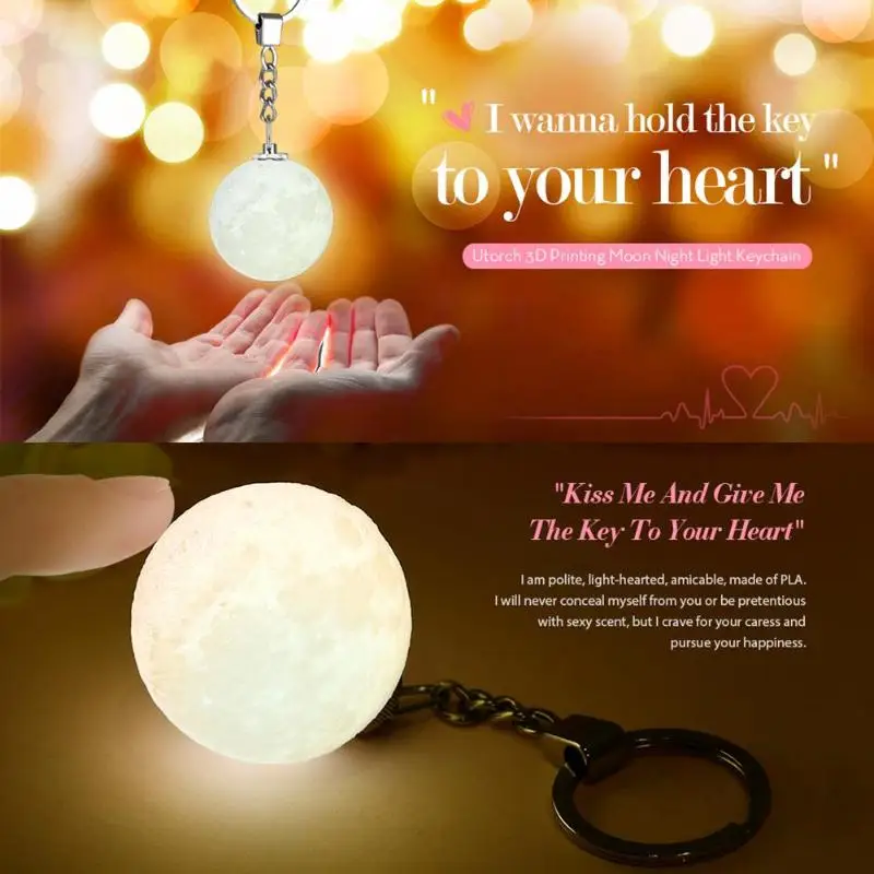 

Creative Led Night Light Portable Keychain Lamp Holiday Gift Small Night Lamp 3D Heart-Shaped Moon Earth Football LED Lighting