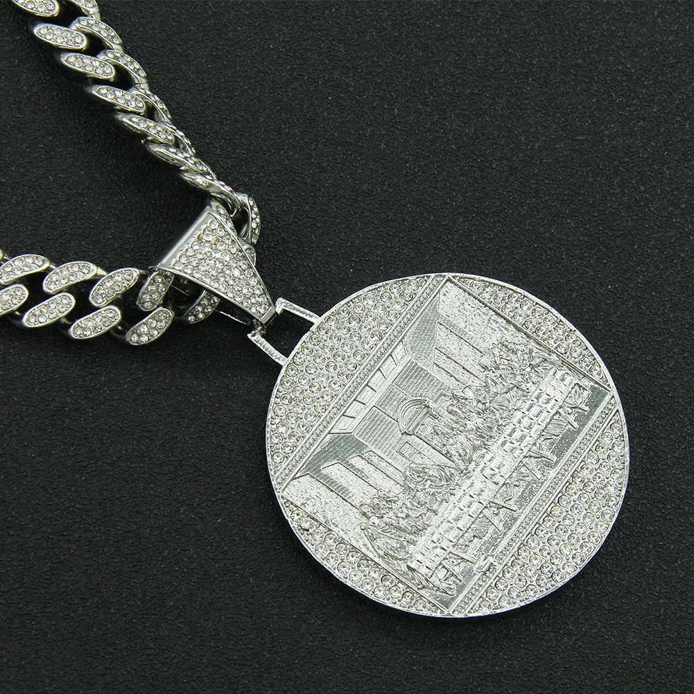 

Hip Hop Iced Out Cuban Chains Bling Diamond Rhinestone Fashion Pendants Mens Necklaces Gold Charm Jewelry for Women Boys Choker