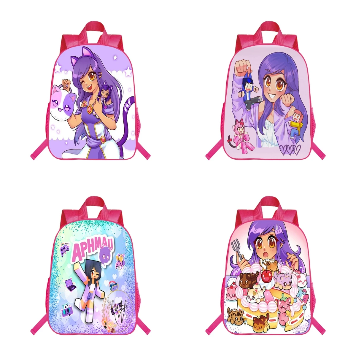 

Рюкзак с аниме-принтом Aphmau для косплея унисекс, школьный ранец для учеников розового цвета, детская дорожная сумка для книг для ноутбука