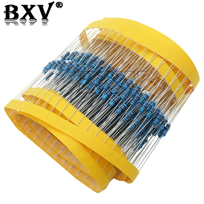 1/4W 1R~22M 1% Metal Film Resistor 100R 220R 1K 1.5K 2.2K 4.7K 10K 22K 47K 100K 100 220 1K5 2K2 4K7 Ohm Resistance 100PCS/LOT