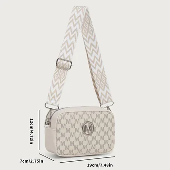 حقيبة كروس نسائية بتصميم ريترو M، حقيبة كتف أنيقة للسيدات، محفظة نقود معدنية بحزام عريض للنساء لتاريخ حفلات العمل 5