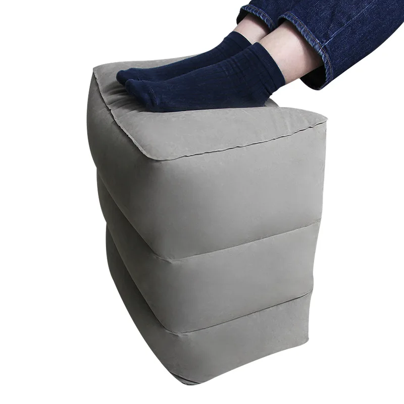 3 Layers Inflatable Travel Foot Rest Pillow Airplane Train Car Foot Rest Cushion Like Storage Bag & Dust Cover Inflatable Pillow air pillow