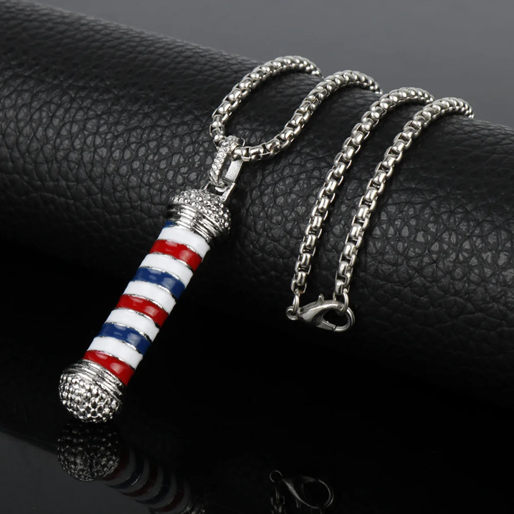 

2 pcs Revolving Lamp Barber Shop Pendant Necklace Salon Light Pendant Necklace for Men