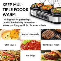 Slow Cooker, Triple Slow Cooker Buffet Server and Food Warmer, 3-Section 1.5-Quart Upgraded Oval Ceramic Pot 2