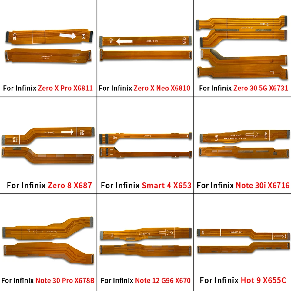 10 Pcs Main Flex Cable For Infinix Hot 8 X650 Hot 9 X655C Note 12