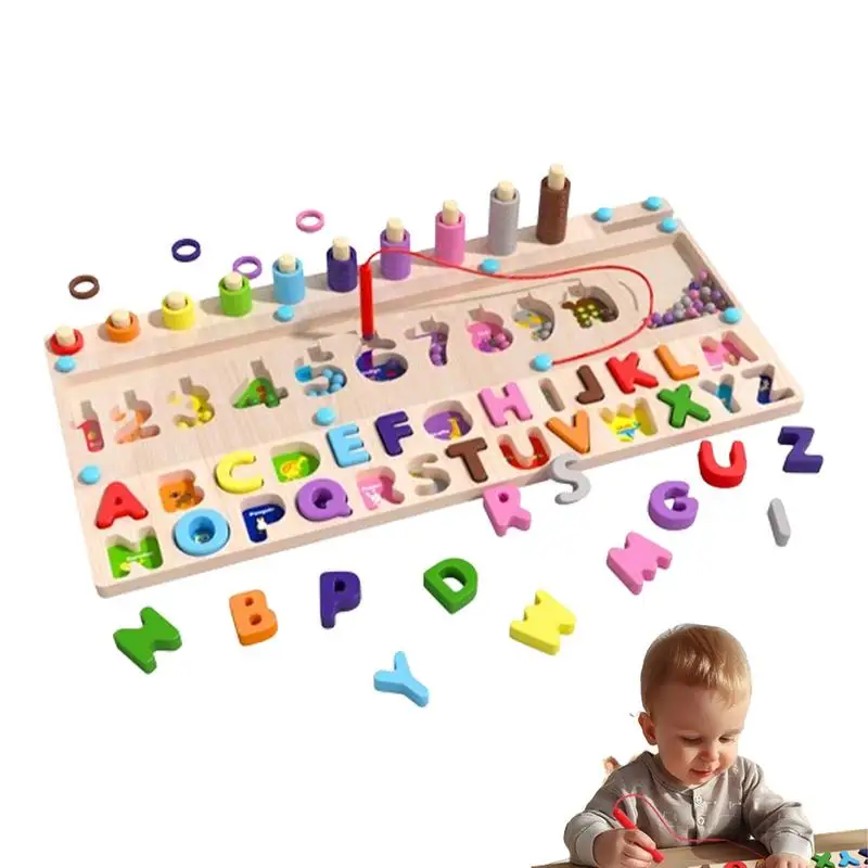 

Montessori Letter Puzzle 4 In 1 Montessori Board Bead Game Wooden Alphabet Puzzle Letters Sorting Board Cognitive Magnetic Kids