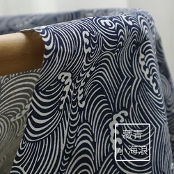 Japanese - Inspired Blue Cotton Linen Fabric for DIY Sewing and Home Décor Projects (2)