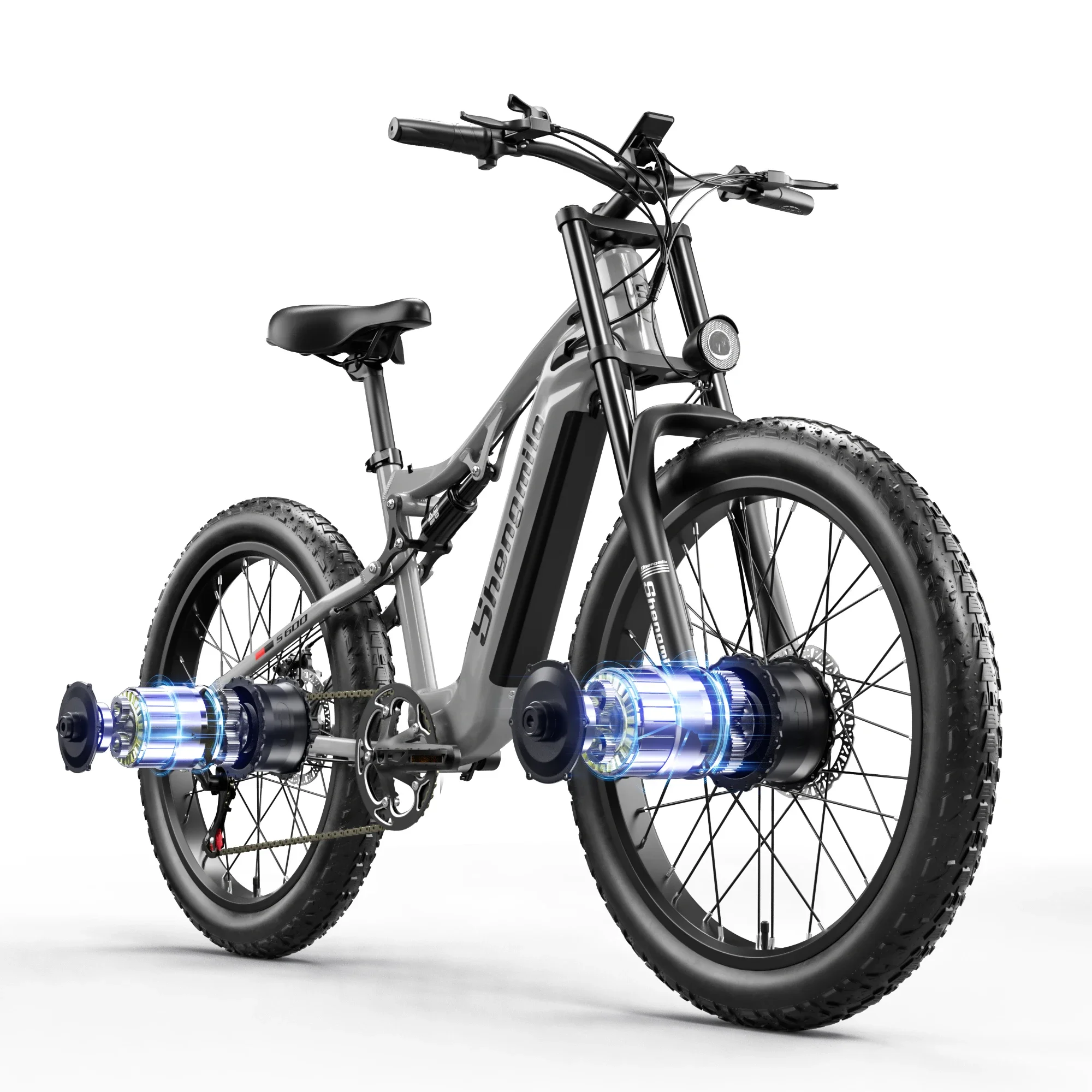 Adult 2000W Electric Bicycle Shengmilo S600 with Two Motors 48V17.5AH 840WH Battery 26 Inch Wide Tyre Men's E-Mountain bike