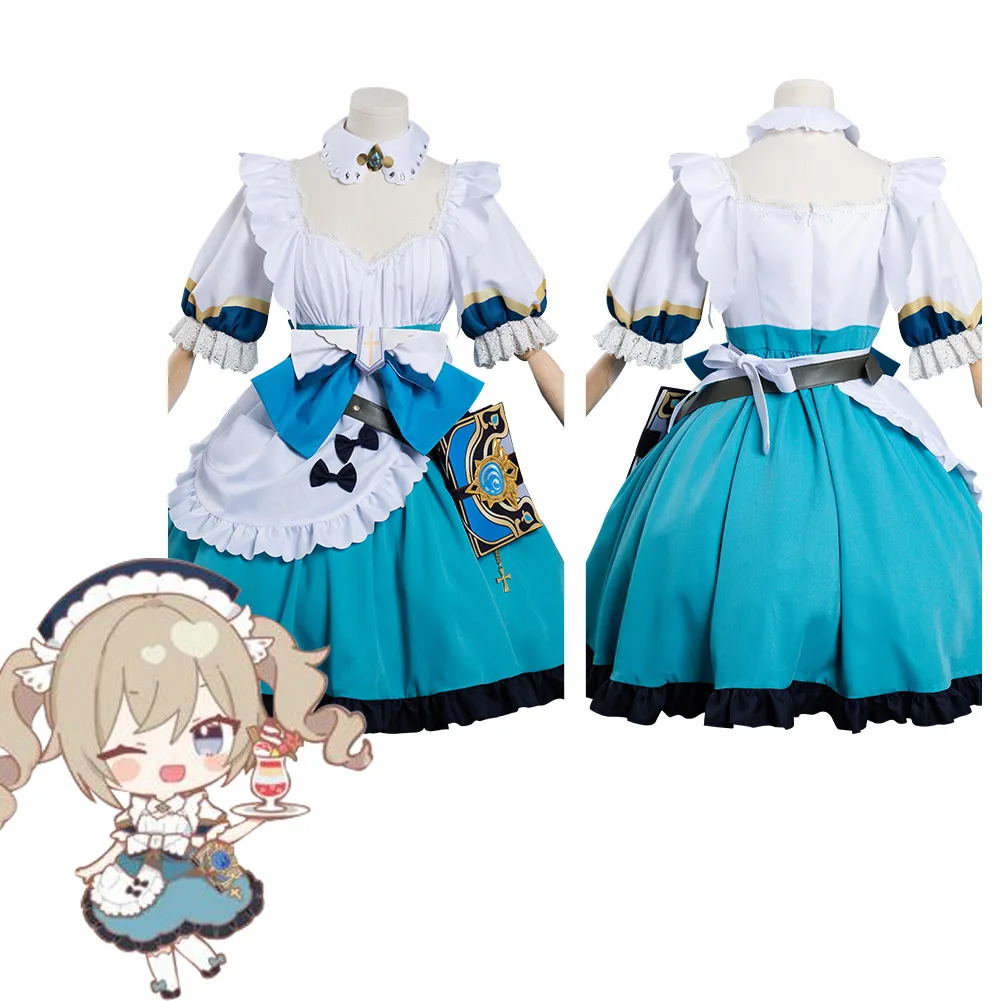 

Genshin Impact Barbara Maid Cosplay Costume Dress Outfits Halloween Carnival Suit