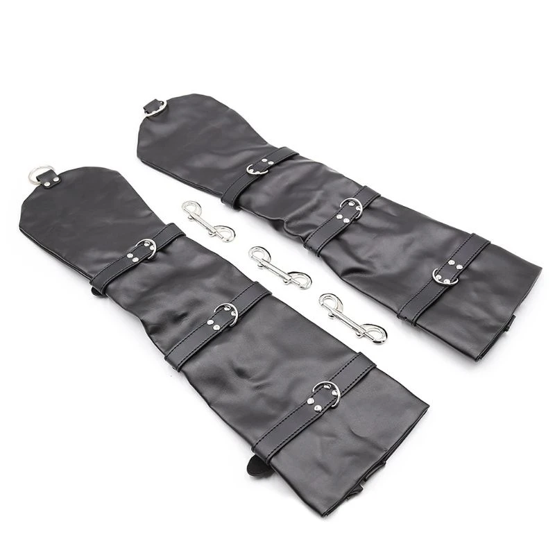 

20RD Long Arm Bundled Gloves Restraint Toy Faux Leather Lace up Soft Handcuff Role Playing Adult Tied Bondage Set