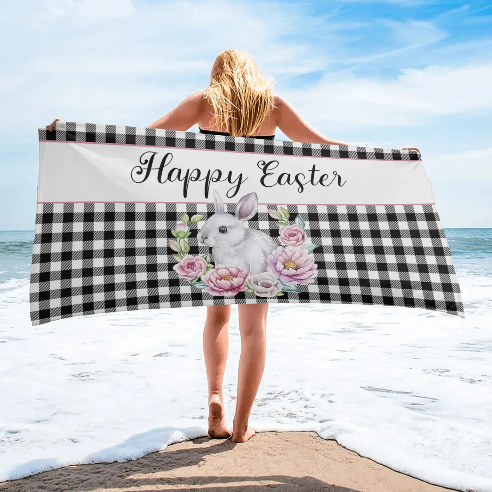 

Easter Egg Car Bunny Bathroom Accessories Microfiber Beach Towels Quick-Dry Bath Towel Home Decor Travel Camping Women Kid Gift