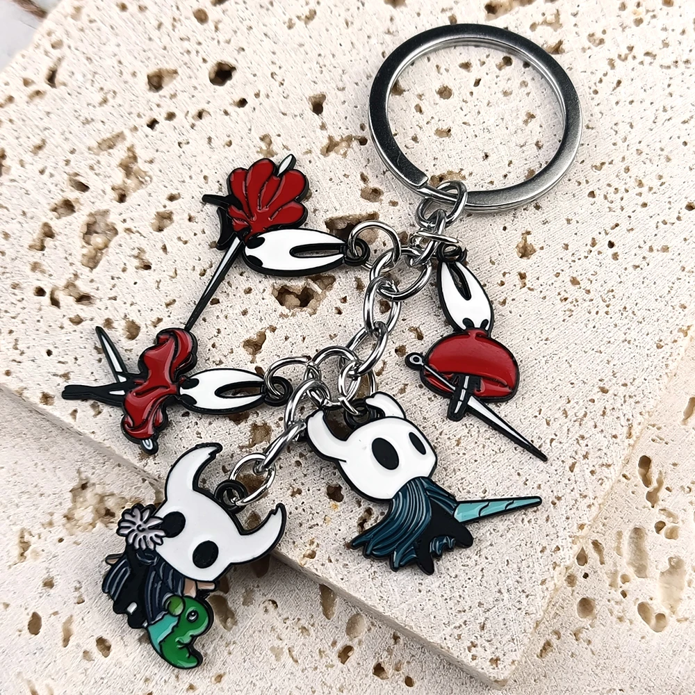 Hollow Knight Metallfiguren Schlüsselanhänger The Knight Octopus Grub Hornet Anhänger Schlüsselanhänger Cosplay Zubehör
