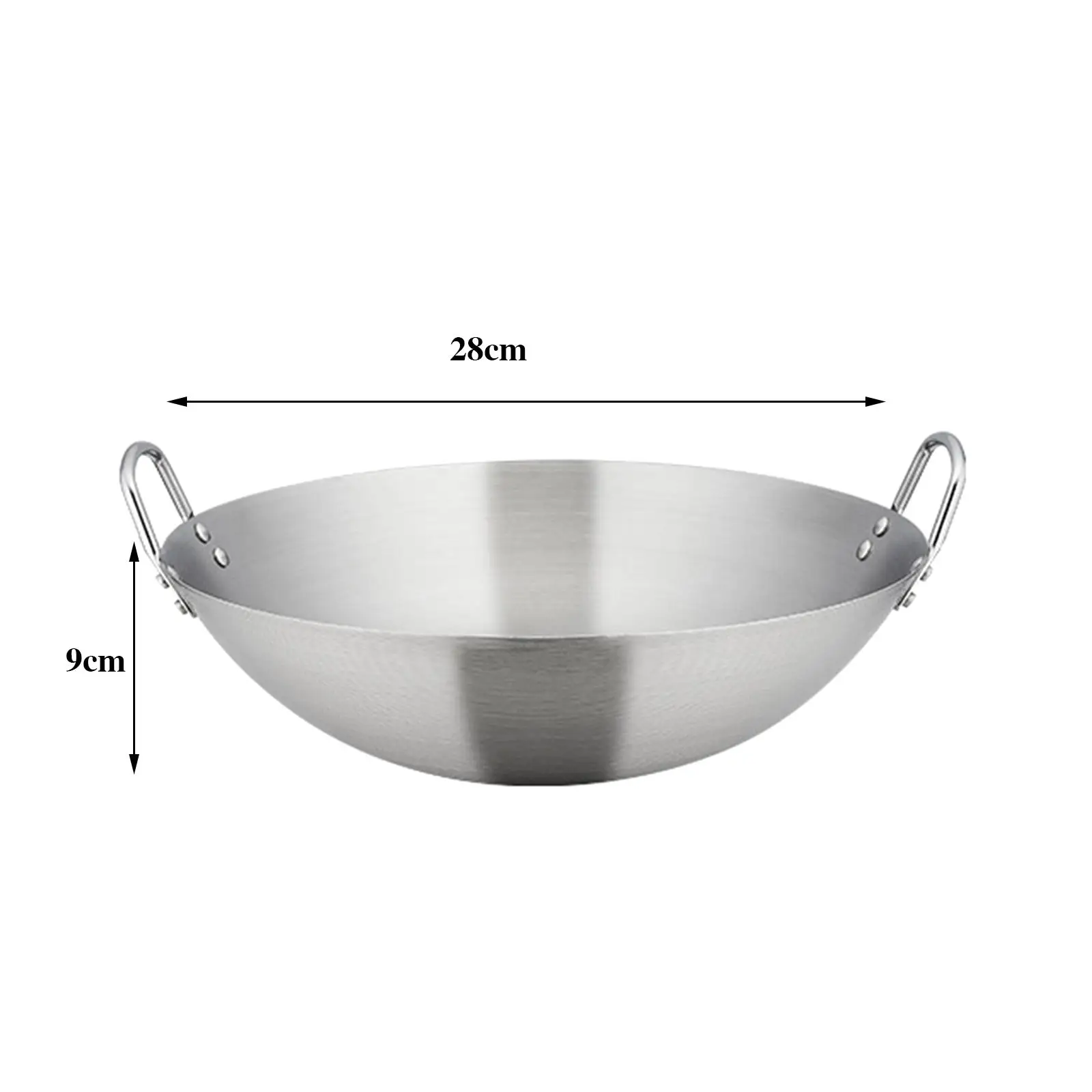 Steel Round Bottom Wok Dual Handle Frying Pan for BBQ Fried Potatoes Scrambled Eggs