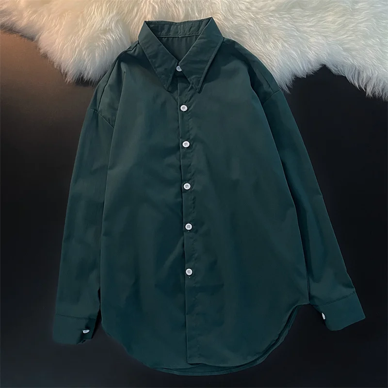 Long Sleeved Loose Shirt And Blouse Casual French Retro Solid New In Clothes Top Single Breasted Simple Office Lady Trend Women