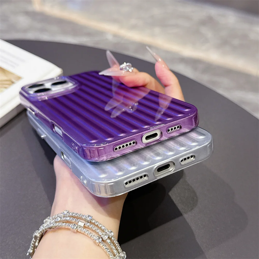 Luxury Corrugated Metallic Paint Matte Case For iPhone 17 Air 16 15 14 13 12 11 Pro Max Plus 16E Soft TPU Shockproof Back Cover 5