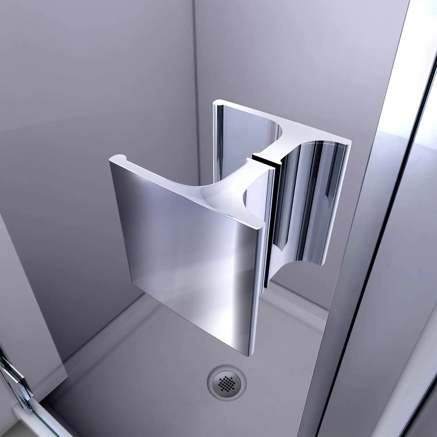 Lumen 34-35 in W by 72 in H Semi-Frameless Hinged Shower Door in Chrome Clear tempered glass shower door 3