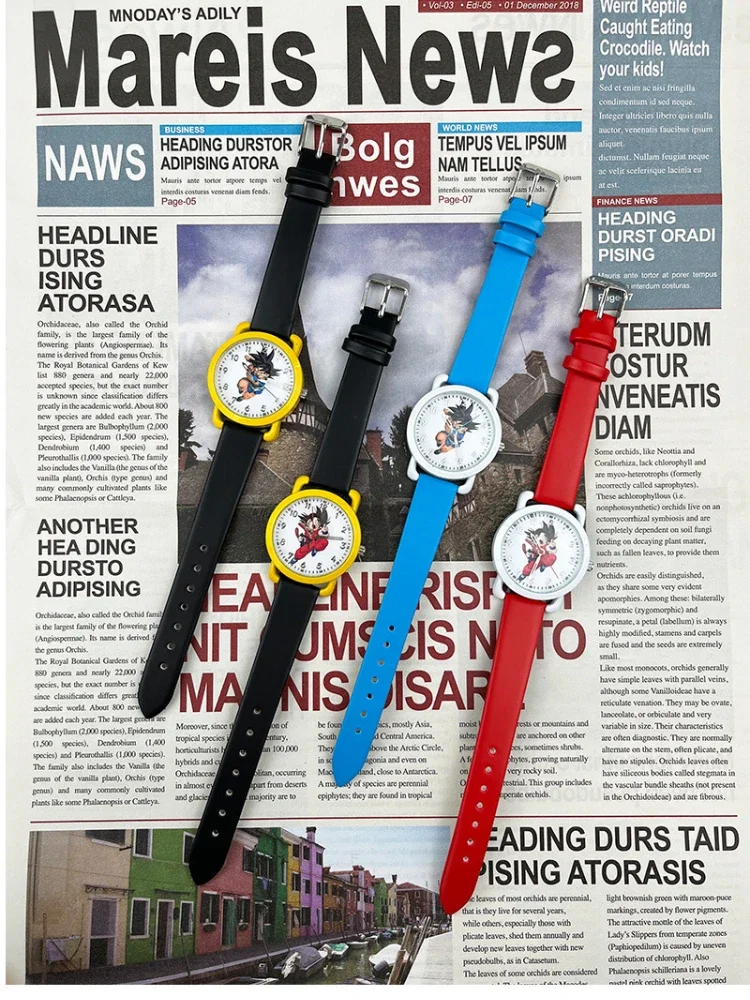 2022 애니메이션 주변기기 드래곤 볼 Goku 패션과 귀여운 학생 시계 벨트 통기성 어린이 석영 전자 시계 선물