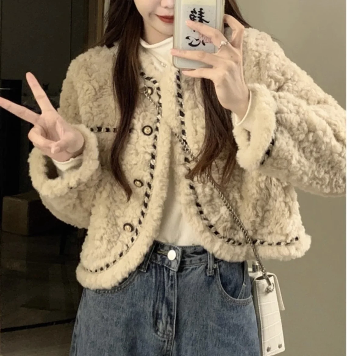 Xiaoxiangfeng Lamb Plush Coat Women's Winter Thickened, Warm, Loose, Versatile, Premium, Elegant, and Elegant Short Top premium dry dog food adult sensitive lamb