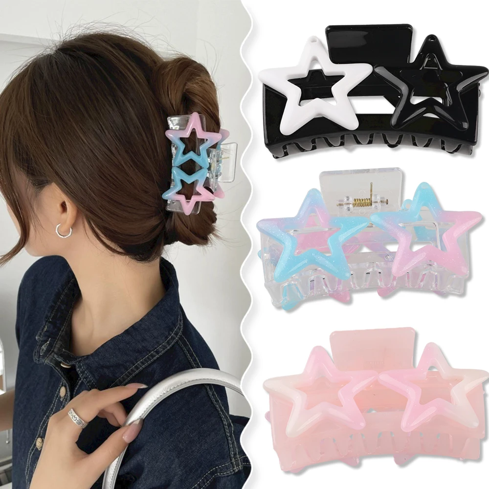 

Harajuku Lolita Sweet Star Pentagram Hair Claws for Women Sweet Girly Charm Trend Hair Clip Cool Y2k Hair Accessories