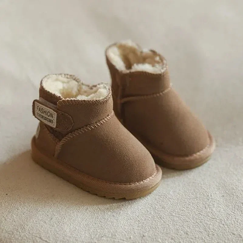 New Winter Baby Snow Boots Warm Plush Leather Toddler Shoes Fashion Boys Girls Anti-slip Rubber Sole Baby Sneakers Infant Boots baby shoes baby boots winter snow boots