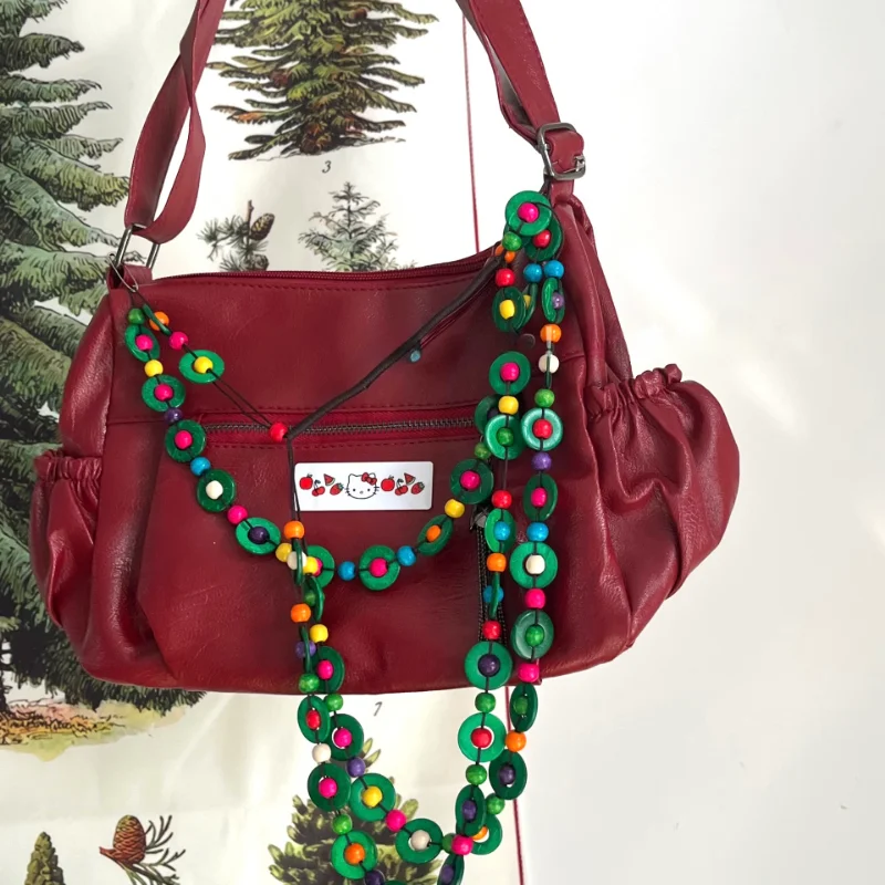 

Sanrio Shoulder Bag Hello Kitty Underarm Bag Vintage Beaded Commuter Crossbody Bags for Women Purses and Handbags Bags for Women