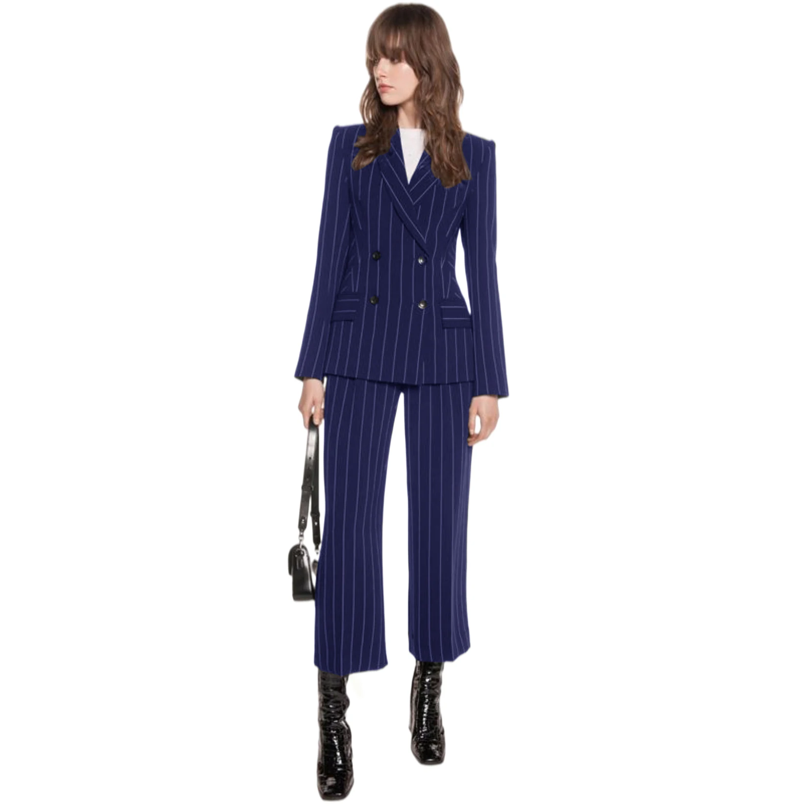 

Women Suits Office Sets Striped Double Breasted Blazer+Trousers Custom Made Formal 2 Pieces Office Ladies Wedding Evening Dress