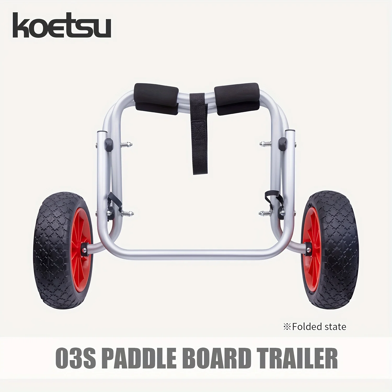 KOETSU Carrello per kayak da 1 confezione Carrello per kayak premium con pneumatici airless non piatti Capacità 150 libbre Lega di alluminio rossa - immagine 5