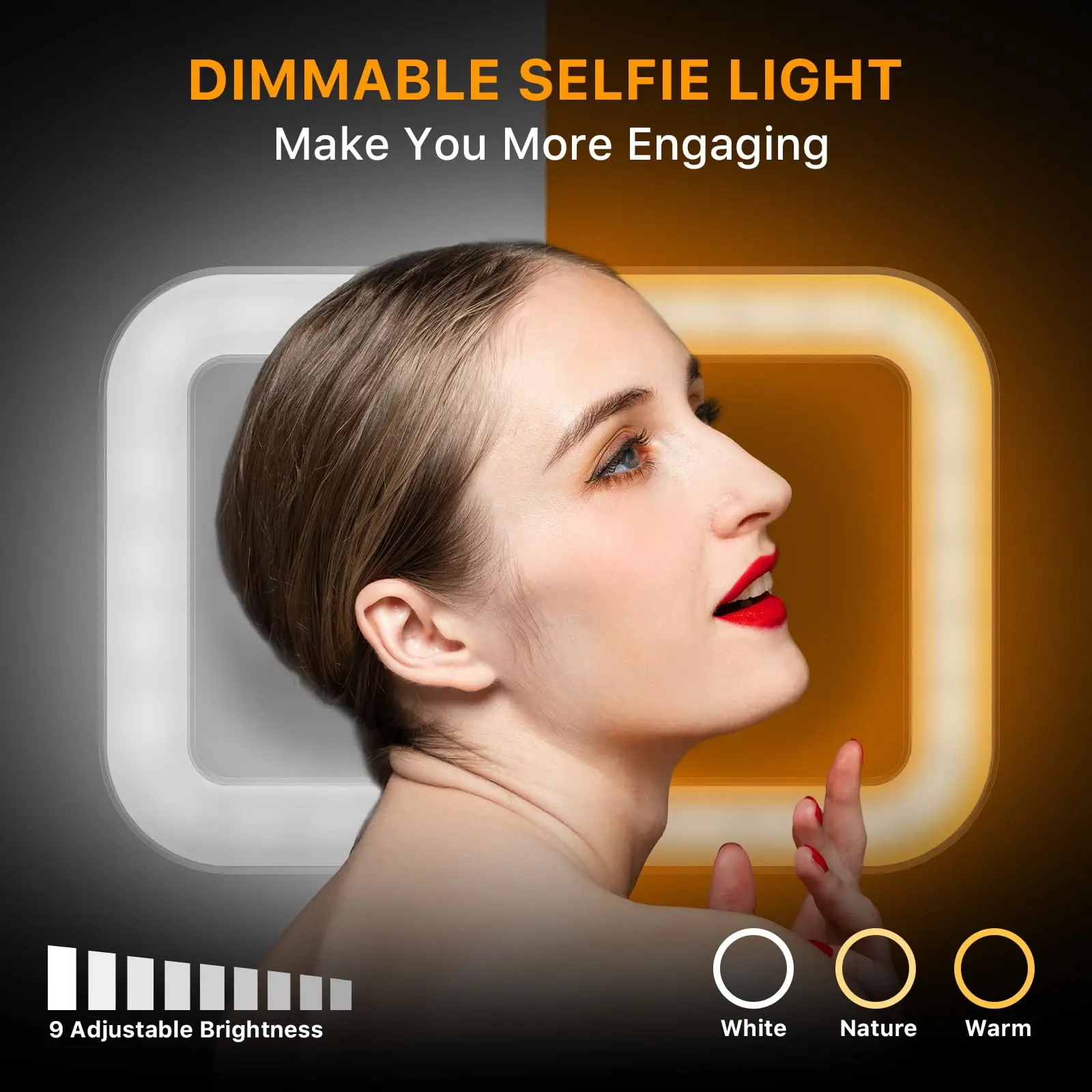 LISCN 1.3m LED Selfie Light with Stand 8" LED Selfie Rectangular Light Dimmable with Tripod for Makeup/Live Stream