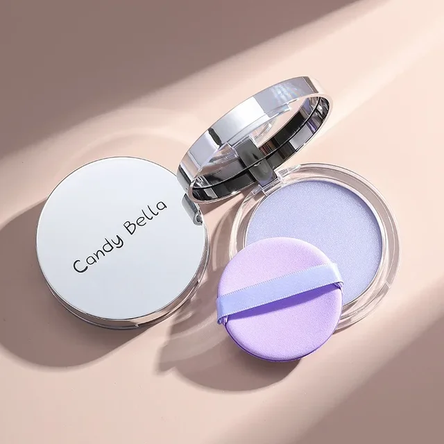 Matte Setting Powder Lasting Oil-control Purple Glitter Pressed Powder Brightening Face Powder Jelly Compact Foundation Makeup 2