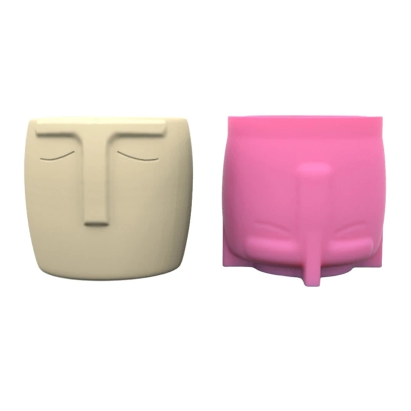 Moule En Résine De Silicone Pour Vase De Visage Abstrait, Motif Artistique Bricolage, Constructeur De Plantes Nordiques, Béton, Ciment, Gypse