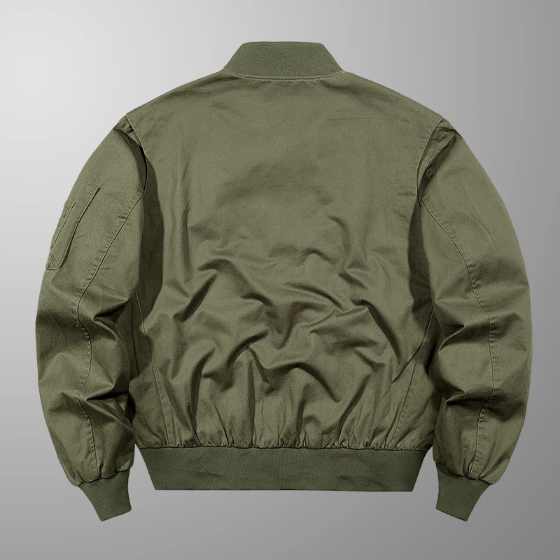 Spring and Autumn Men's Jacket New 100% Cotton Fashion Waterproof Loose Standing Neck Bomb Jacket Men's Flying Baseball Jersey