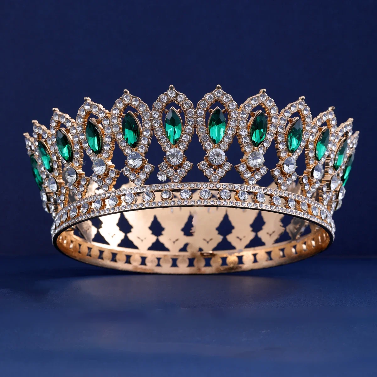 European Full Round Vintage Bridal Princess Rhinestone Tiara Baroque Pageant Crystal Crown King Diadems Hair Accessories Jewelry