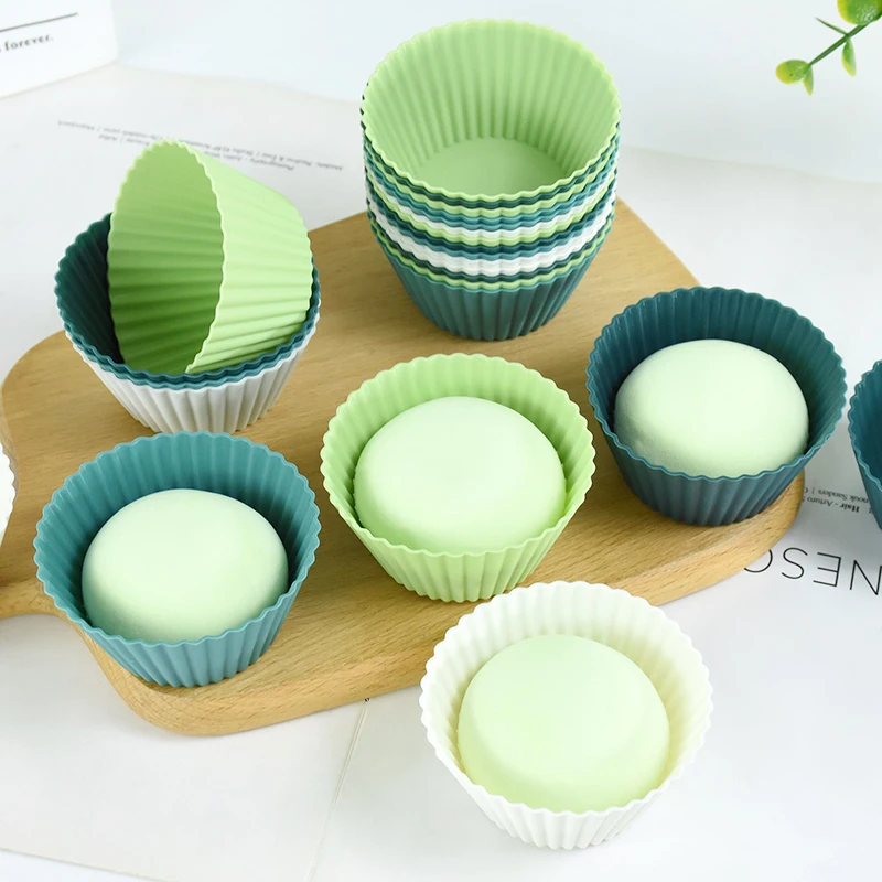 

Silicone Cake Mold Round Shaped Muffin Cupcake Baking Molds Kitchen Cooking Bakeware Maker DIY Cake Decorating Tools 12pcs