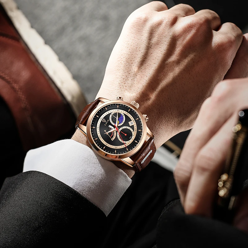 LIGE Fashion Luxury Quartz Men Watch Business Waterproof Watch for Men Casual Sport Chronograph Leather Original Date Wristwatch