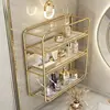 Acrylic Bathroom Shelf Free Punch Washstand Wall Cosmetic Light Luxury Bathroom Multi-layer Gold Storage Shelf Accessories 2