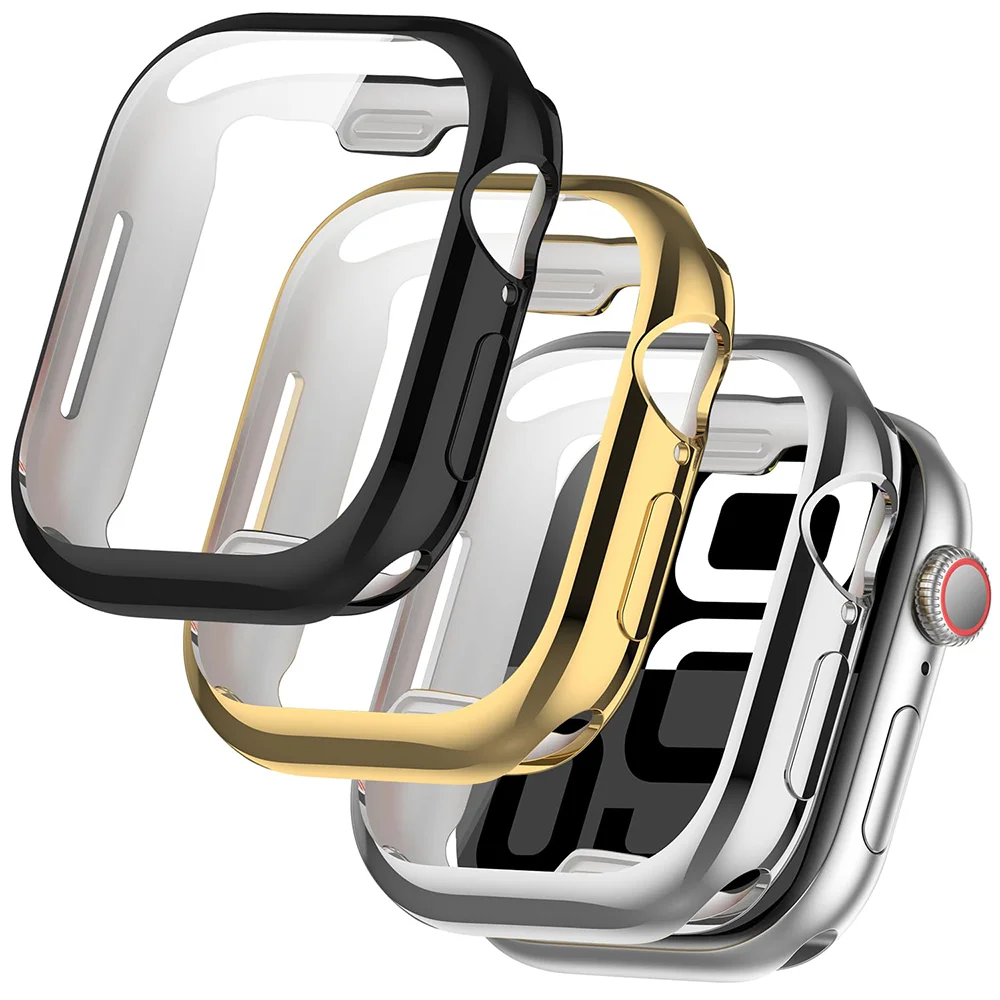 TPU Cover For Apple Watch Band Series 8 7 6 5 4 SE 44mm 40mm iwatch 3 38/42mm Accessories Bumper Screen Protector Case 41mm 45mm